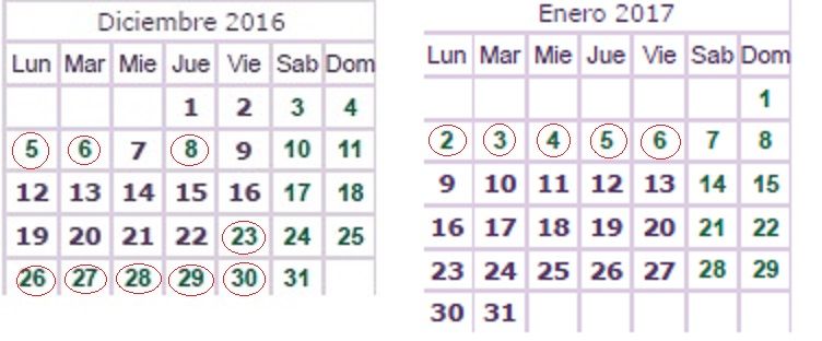 calendario diciembre