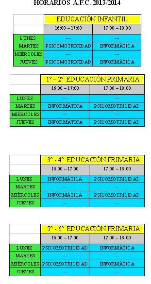 Horarios AFC 13-14 PROVISIONALES